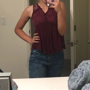 maroon sleeveless top